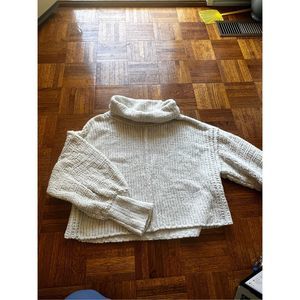 Free People Cropped Chunky Drop Neck White/Cream Sweater